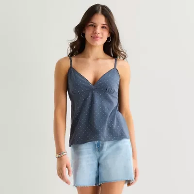 Arizona Womens Juniors Sleeveless Babydoll Top