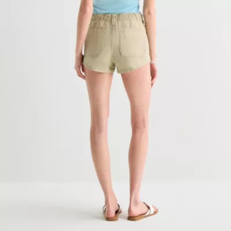 Arizona Womens 1 1/2" Low Rise Juniors Stretch Fabric Chino Short