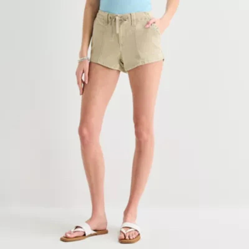 Arizona Womens 1 1/2" Low Rise Juniors Stretch Fabric Chino Short
