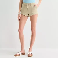 Arizona Womens 1 1/2" Low Rise Juniors Stretch Fabric Chino Short