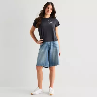 Arizona Womens 12" Mid Rise Juniors Denim Short