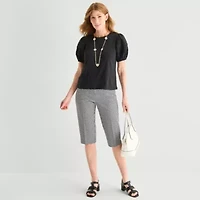 Liz Claiborne Womens Round Neck Short Sleeve Blouse