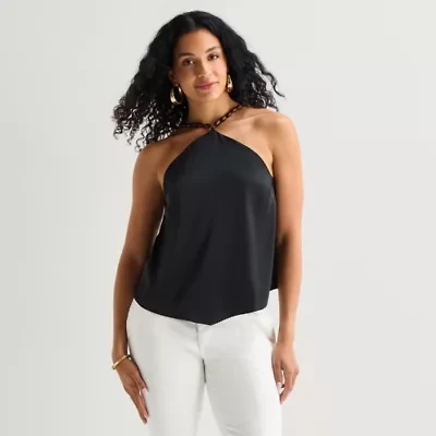 Bold Elements Womens Halter Neck Sleeveless Satin Blouse
