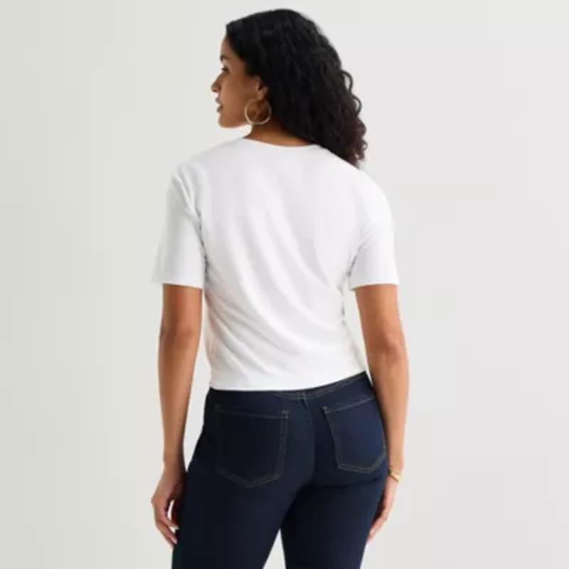 Bold Elements Womens Crew Neck Short Sleeve Crop T- Shirt