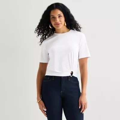 Bold Elements Womens Crew Neck Short Sleeve Crop T- Shirt