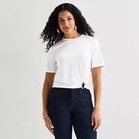 Bold Elements Womens Crew Neck Short Sleeve Crop T- Shirt