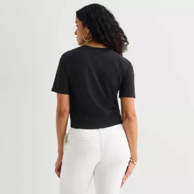 Bold Elements Womens Crew Neck Short Sleeve Crop T- Shirt