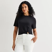 Bold Elements Womens Crew Neck Short Sleeve Crop T- Shirt