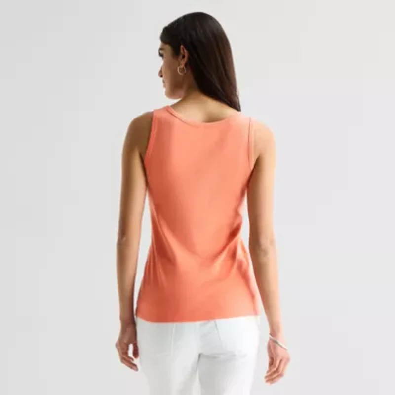 St. John's Bay Womens Scoop Neck Sleeveless Tank Top