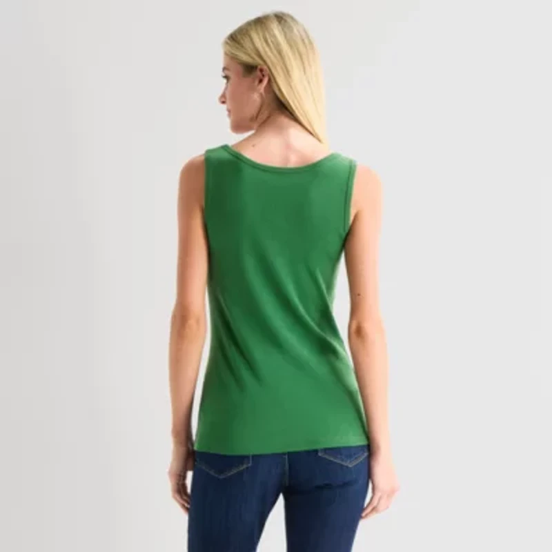 St. John's Bay Womens Scoop Neck Sleeveless Tank Top