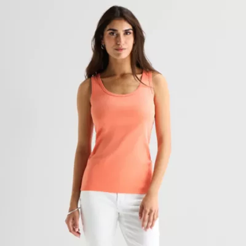 St. John's Bay Womens Scoop Neck Sleeveless Tank Top