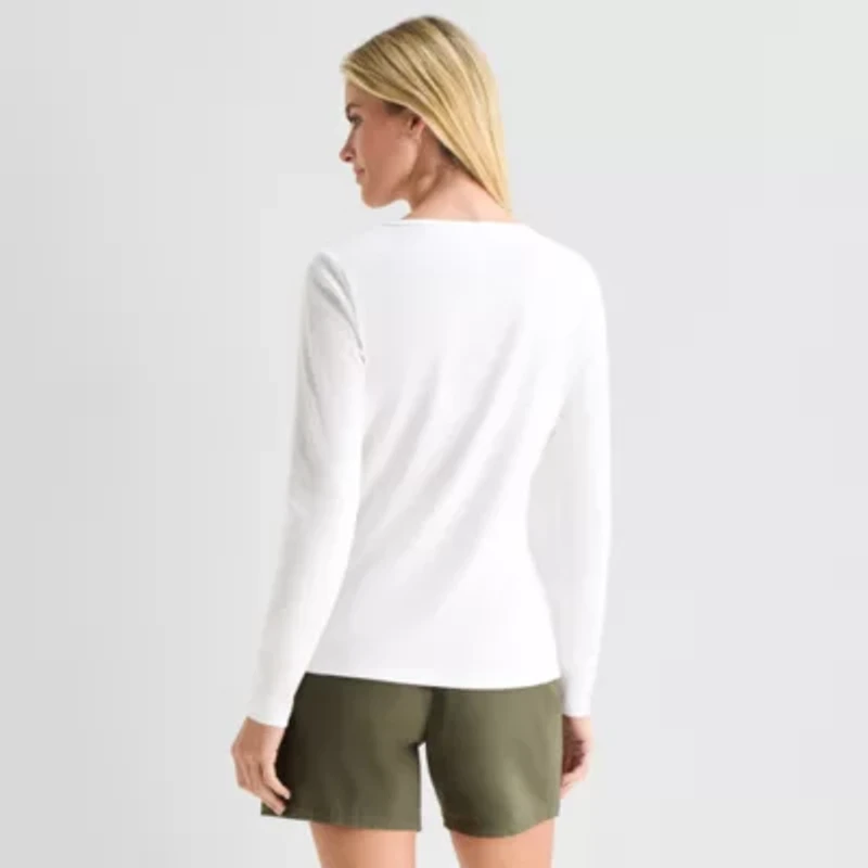 St. John's Bay Womens Crew Neck Long Sleeve T-Shirt