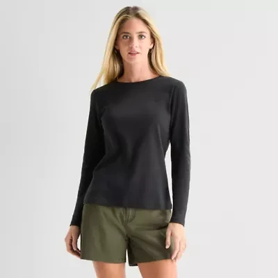 St. John's Bay Womens Crew Neck Long Sleeve T-Shirt