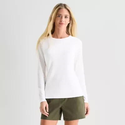 St. John's Bay Womens Crew Neck Long Sleeve T-Shirt
