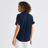 Liz Claiborne Womens Tall Short Sleeve Blouse