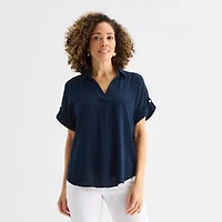 Liz Claiborne Womens Tall Short Sleeve Blouse