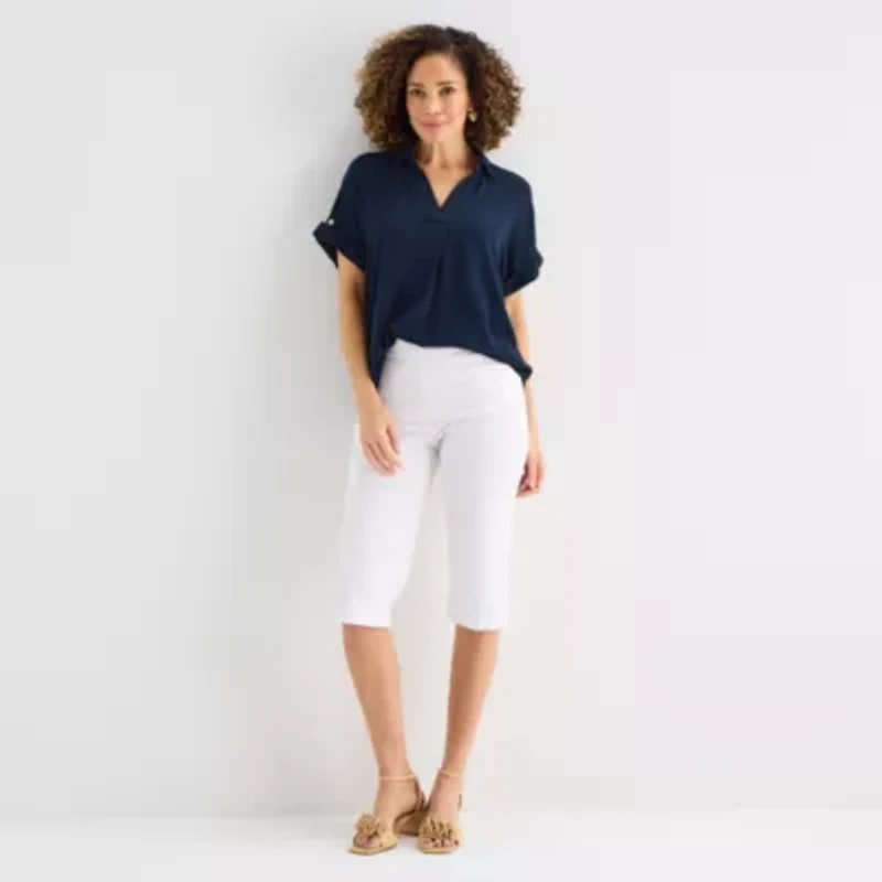 Liz Claiborne Womens Tall Short Sleeve Blouse