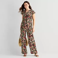 Liz Claiborne Womens Tall Split Crew Neck Short Sleeve Blouse