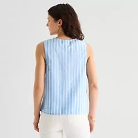 St. John's Bay Womens Tall Round Neck Sleeveless Blouse