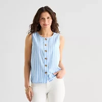 St. John's Bay Womens Tall Round Neck Sleeveless Blouse