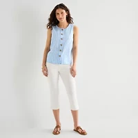 St. John's Bay Womens Tall Round Neck Sleeveless Blouse