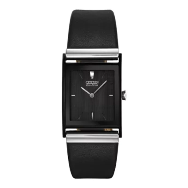 Citizen Axiom Mens Black Leather Strap Watch Bl6005-01e