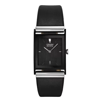Citizen Axiom Mens Black Leather Strap Watch Bl6005-01e