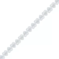 Womens 1/10 CT. T.W. Natural White Diamond Sterling Silver Heart 7.5 Inch Tennis Bracelet