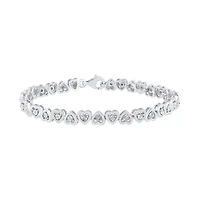 Womens 1/10 CT. T.W. Natural White Diamond Sterling Silver Heart 7.5 Inch Tennis Bracelet