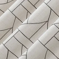 Archaeo Jigsaw Embroidery Linen Blend Rod Pocket Sheer Single Curtain Panel