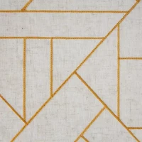 Archaeo Jigsaw Embroidery Linen Blend Rod Pocket Sheer Single Curtain Panel