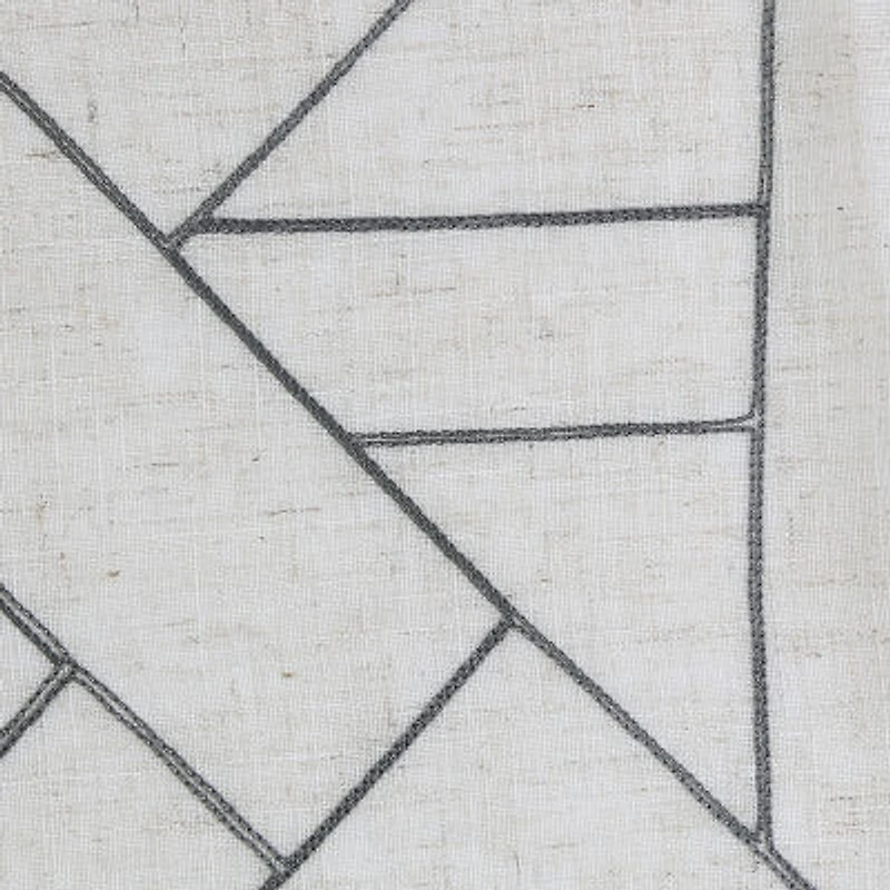 Archaeo Jigsaw Embroidery Linen Blend Rod Pocket Sheer Single Curtain Panel