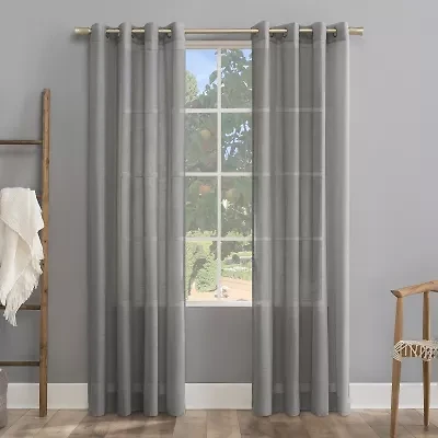 Archaeo Akari Slub Textured Linen Blend Grommet Top Sheer Single Curtain Panel