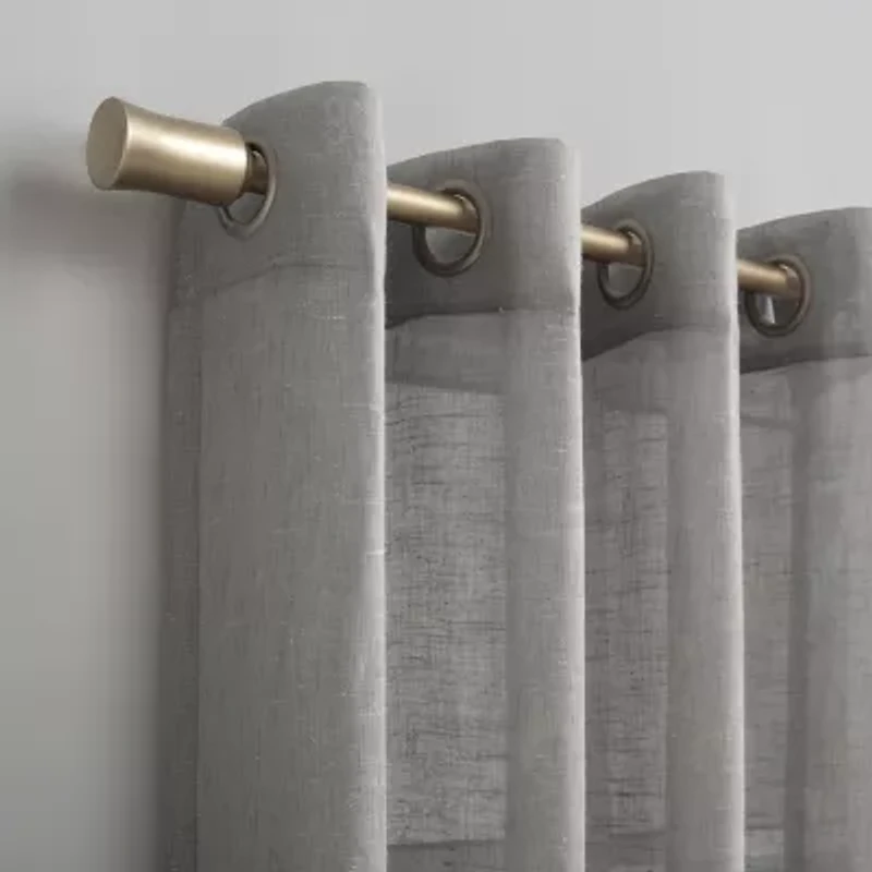 Archaeo Akari Slub Textured Linen Blend Grommet Top Sheer Single Curtain Panel