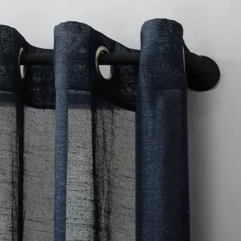 Archaeo Akari Slub Textured Linen Blend Grommet Top Sheer Single Curtain Panel