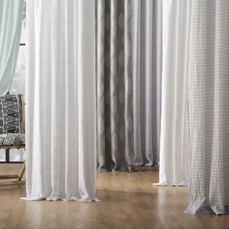 Archaeo Akari Slub Textured Linen Blend Grommet Top Sheer Single Curtain Panel