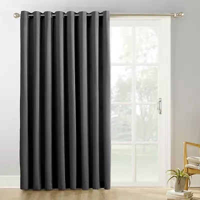 Sun Zero Evan Blackout Grommet Top Single Patio Door Curtain