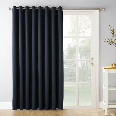 Sun Zero Evan Blackout Grommet Top Single Patio Door Curtain