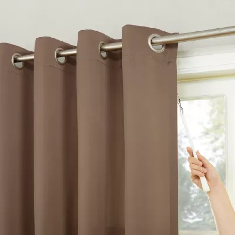 Sun Zero Evan Blackout Grommet Top Single Patio Door Curtain
