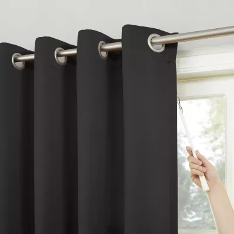 Sun Zero Evan Blackout Grommet Top Single Patio Door Curtain