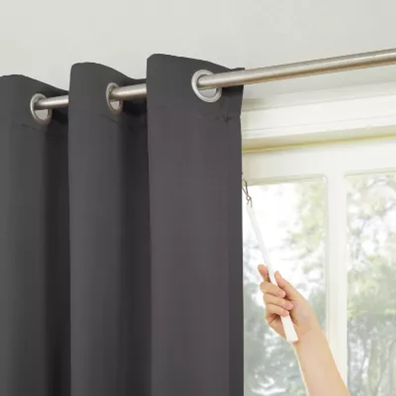 Sun Zero Evan Blackout Grommet Top Single Patio Door Curtain