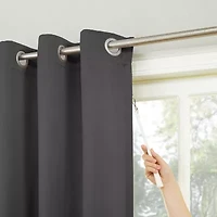 Sun Zero Evan Blackout Grommet Top Single Patio Door Curtain