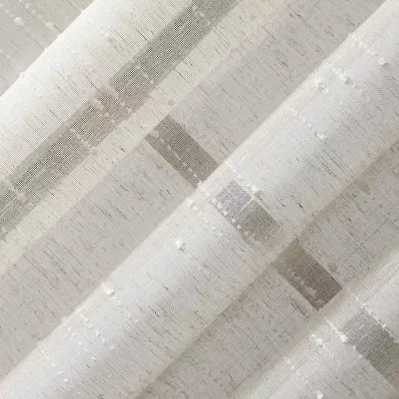 Clean Window Textured Slub Stripe Rod Pocket Sheer Single Curtain Panel