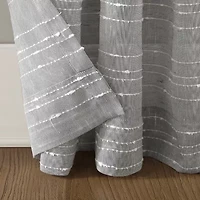Clean Window Textured Slub Stripe Rod Pocket Sheer Single Curtain Panel