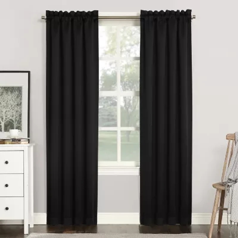 Sun Zero Evan Rod Pocket Energy Saving Blackout Single Curtain Panel