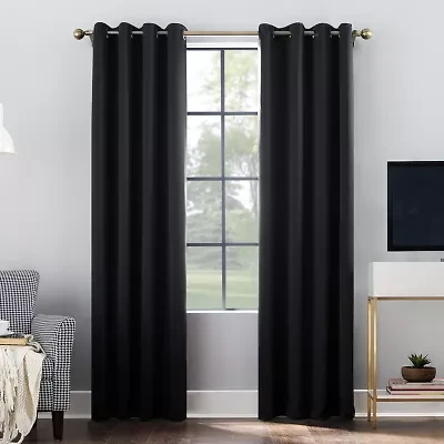 Sun Zero Oslo Grommet Top Energy Saving 100% Blackout Single Curtain Panel