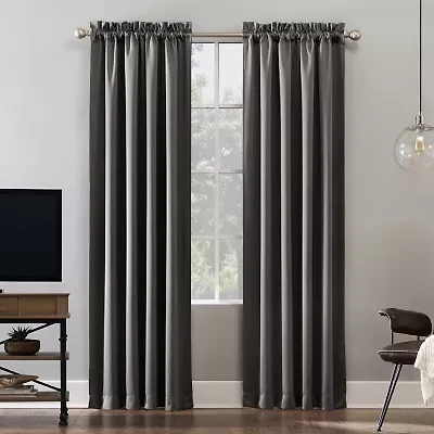 Sun Zero Oslo Rod Pocket Energy Saving 100% Blackout Single Curtain Panel