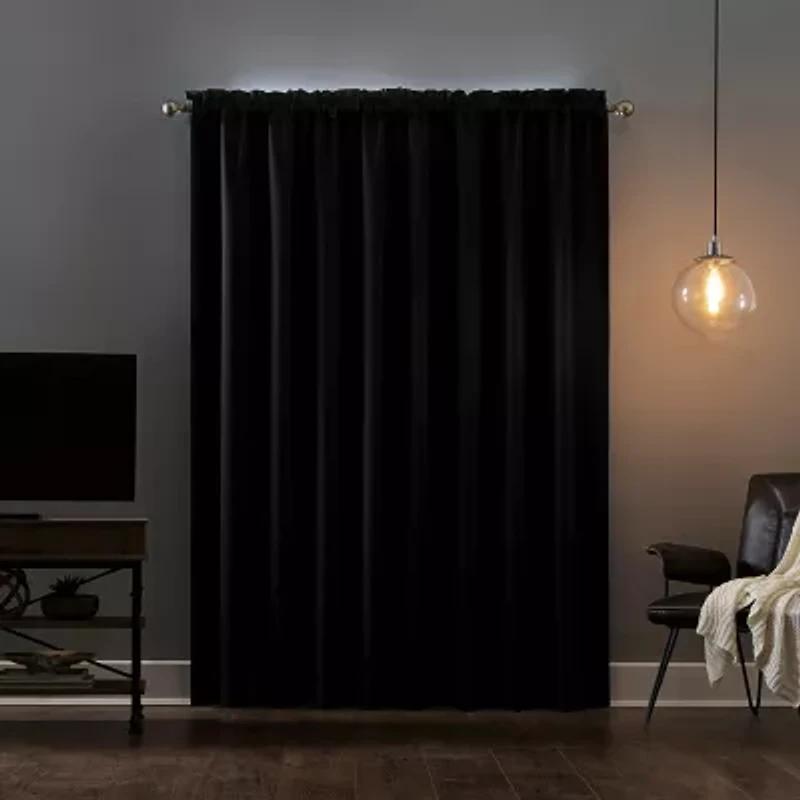 Sun Zero Oslo Rod Pocket Energy Saving 100% Blackout Single Curtain Panel