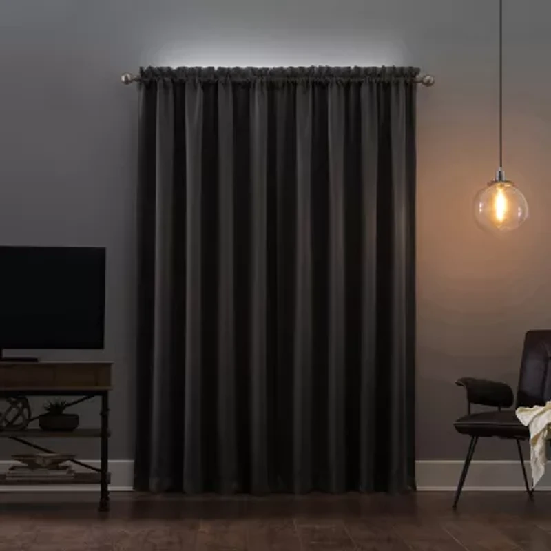 Sun Zero Oslo Rod Pocket Energy Saving 100% Blackout Single Curtain Panel