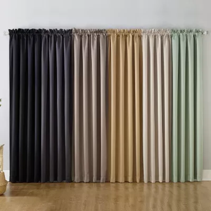 Sun Zero Oslo Rod Pocket Energy Saving 100% Blackout Single Curtain Panel